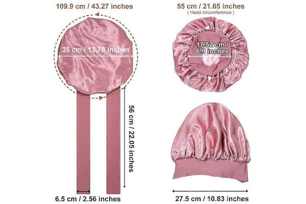 Sovmössa för kvinnor i satin, hårbonnet, huvudbonad, bred Pink One Size
