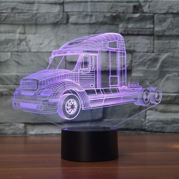 3D Lastebil Traktor Billampe Nattlys Touch Bord Skrivebordsoptikk