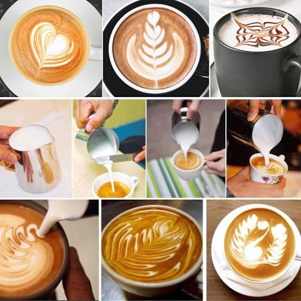 Espresso mælkekander i rustfrit stål, mælkeskummer til espressomaskiner Cappuccino Latte Art Sølv, 350 ml