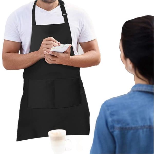 Kjøkkenforkle 2-pakning - Vanntett vaskbart matlagingsforkle - Justerbart med store lommer - Unisex for grilling og maling