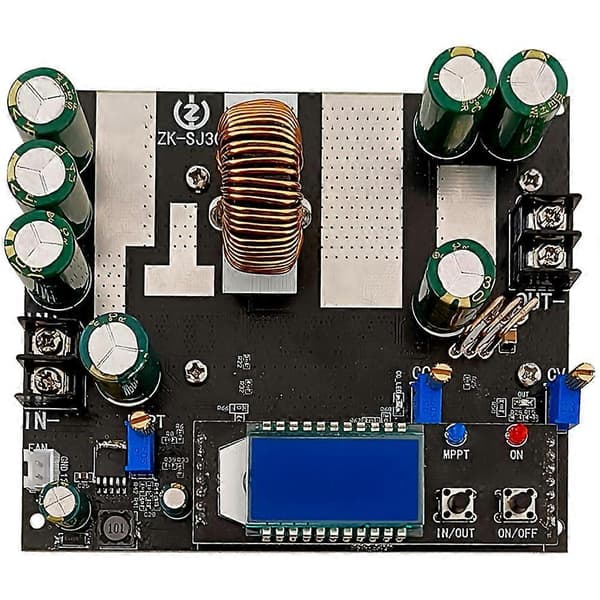 ZK-SJ30 700W Synkron Likretting 30A Automatisk Buck-Boost Strømmodul Solcellelading MPPT, med Display Black