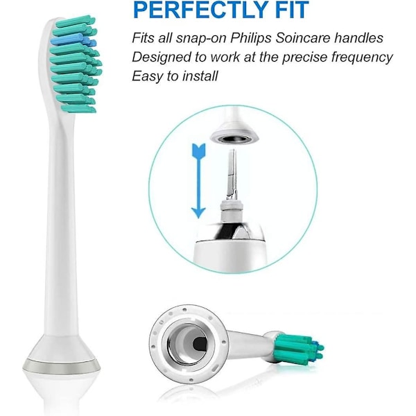 8 kappaletta vakioharjaspäätä, jotka ovat yhteensopivia Philips Sonicare -sähköhammasharjojen kanssa, sopivat Diamondclean Flexcare Healthywhite Easyclean Protectiveclean P