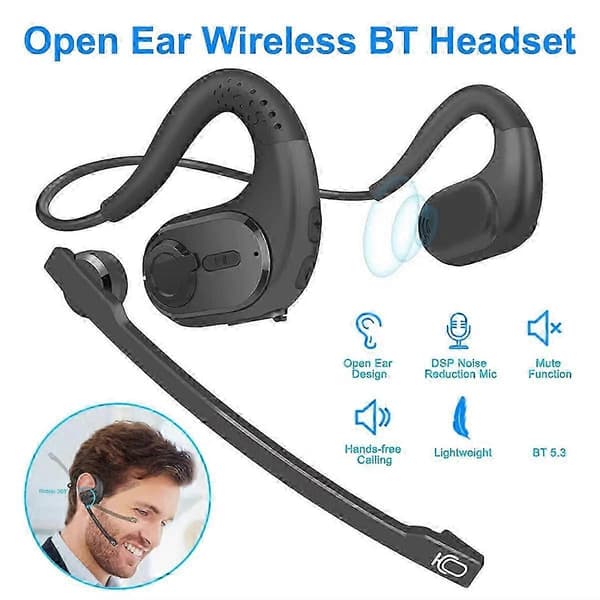 Trådlöst Bluetooth 5.3-headset med mikrofon Lastbilschaufför Bluetooth-headset Sportheadset SP Noi Svart