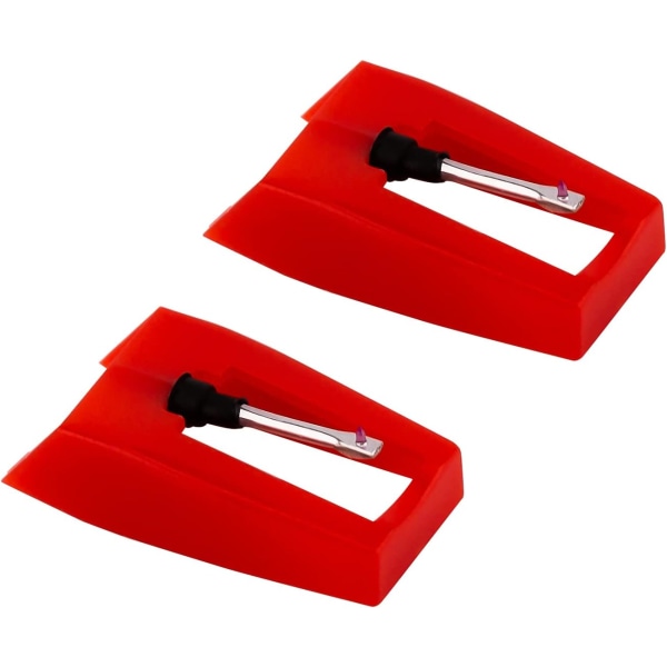 2-delers platespillernål Platespillernåler Platespiller Stylus erstatning Sapphire Diamond platespiller for vinylplatespiller (rød)