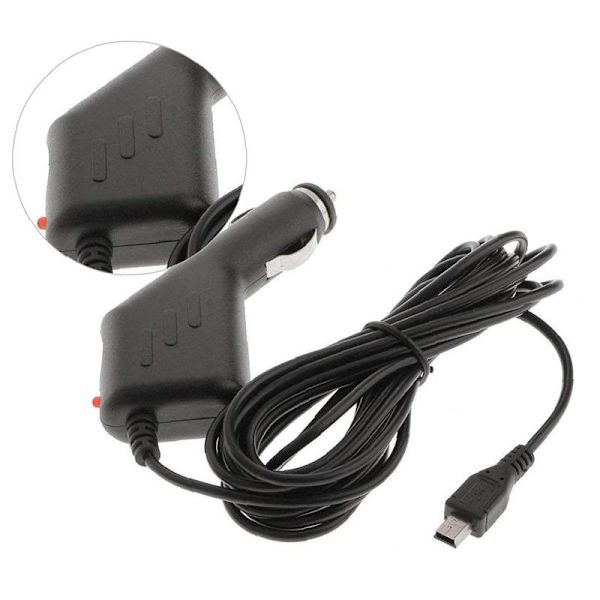 Mini USB-biladapter til biloplader, universelt strømkabel, biloplader, strømadapter til bærbart elektronisk tilbehør, GPS-navigation (ca. 3 m)
