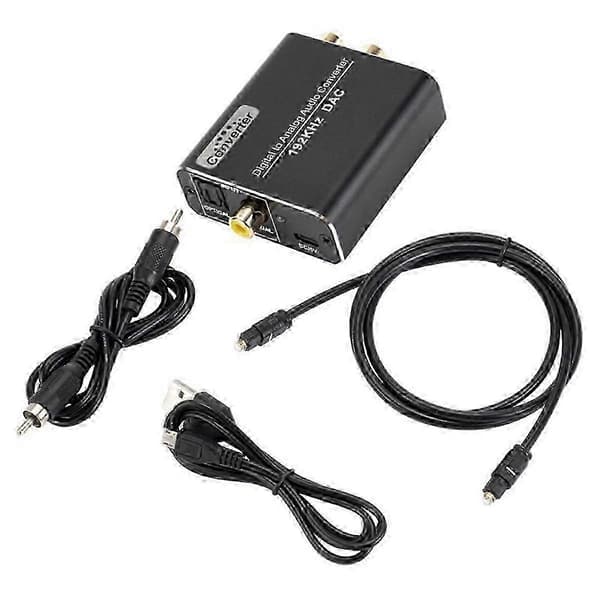 Digital til Analog Audio Converter 192KHz DAC, Optisk&Koaksial til Analog Stereo L/R RCA +3.2Ft Optisk