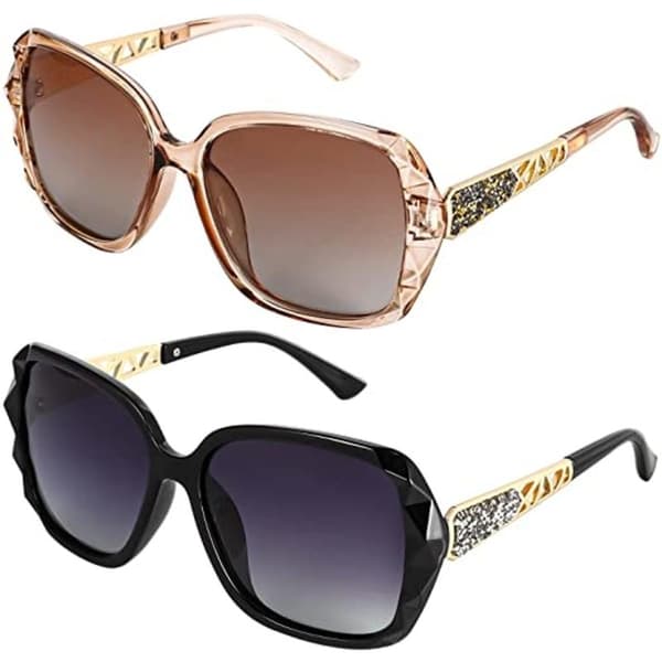 2 stk. Store solbriller for kvinner, klassiske trendy dame solbriller UV4