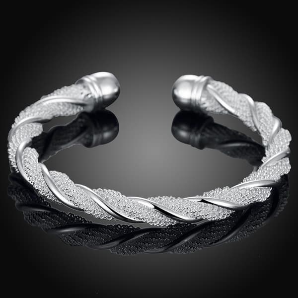 925 Sølv Facetteret Mesh Armbånd Simpel Glat Armbånd Kvinders Smykker Gave