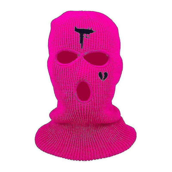 3 Huller Vinter Varm Unisex Balaclava Maske-farve: Rose