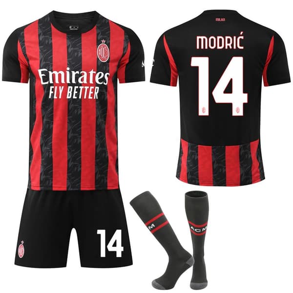 AC Milan 25-26 Hjemmefodboldtrøje med Strømper, Nr. 14 Modric M