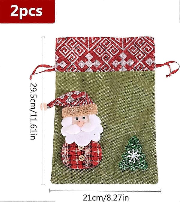 2-pack dragskopåsar Tomtenisse Snögubbe Presentpåsar Äppelgodis Godisförpackning för barn Jul Nyår