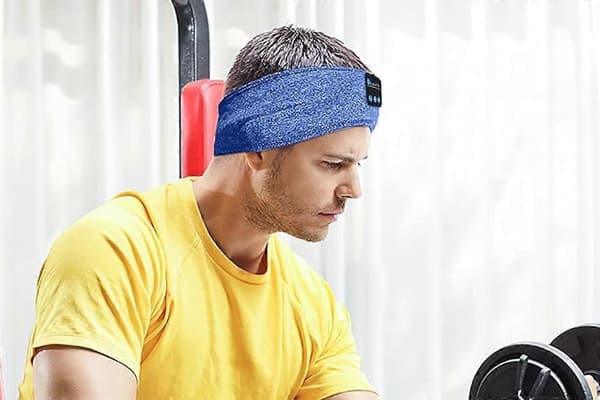 Bluetooth musikkhodebånd sovemaske for løping, yoga og samtaler Blue One Size