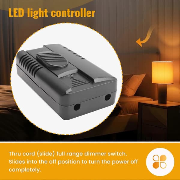 Fotdimmerbryter Full Range Inline Skyvekontrollbryter for Gulvlampe LED-lampe Glødepære 100V-120V US-plugg Black
