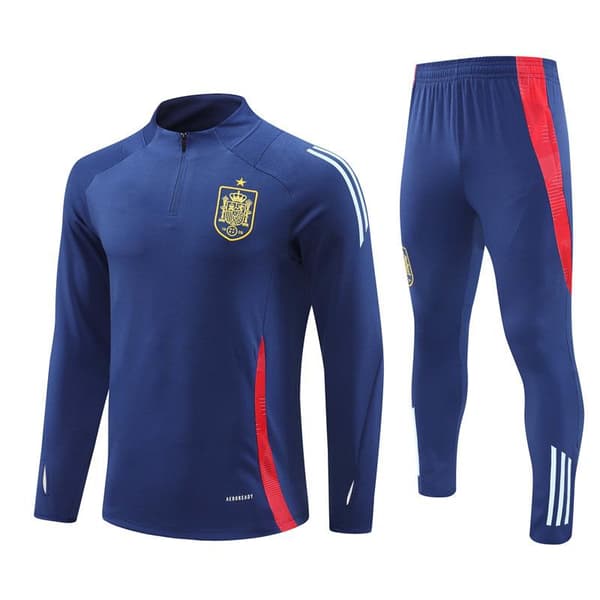 2425 Ny halvlynlås fodboldtræningstøj efterår vinter sæt til voksne og børn Spanien/kongeblå Spanien/kongeblå S Spain/royal blue
