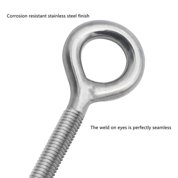 Sæt med 12 stk. M6 x 70 mm ringbolte i 304 rustfrit stål - Ringgevind