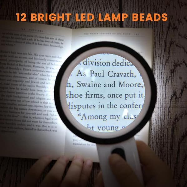 Magnifying Glass with Light, 30x Handheld Magnifier 12 LED Illuminated