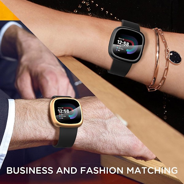 Diruite 4-pack fodral för Fitbit Versa 4/Sense 2 skärmskydd, HD stöttåligt mjukt TPU fullständigt skydd skärmskyddsfodral för Fitbit V Black+Silver+Rose Gold+Clear