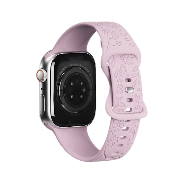 Sopii iwatchS9 876SE Apple Watch rannekkeeseen, kohokuvioitu pieni ruusu silikoni Auringonkukka - laventeli violetti Sunflower - lavender purple Sunflower - lavender purple 38/40/41mm