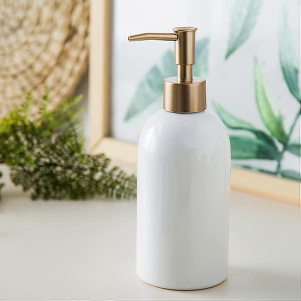 Håndsæbedispenser til køkkenvask, hvid enkel shampoo- og balsamdispenser til badeværelset