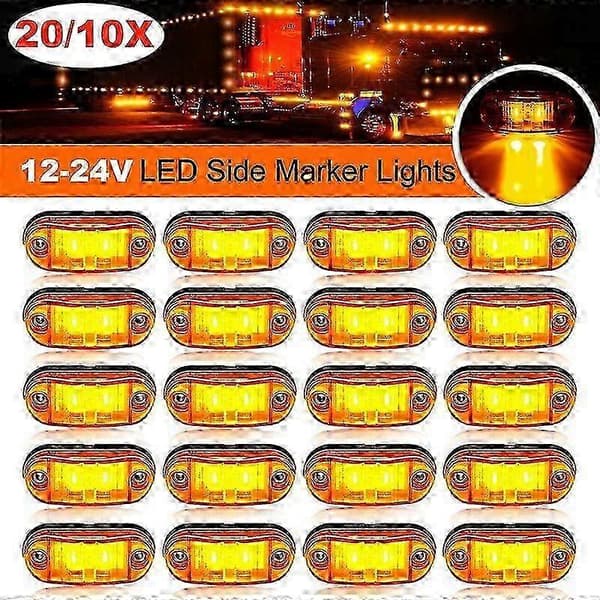 12V-24V LED-lampor för släpvagn 10/4PCS oval universal sidomarkering Green 4PCS