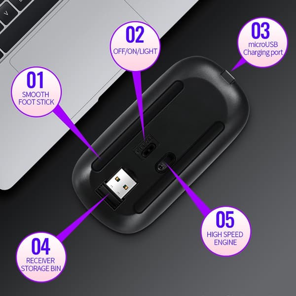 Bluetooth Wireless Mouse, Rechargeable Wireless Mouse, Vertical Mouse, Computer Mouse with 7-Color Backlight
