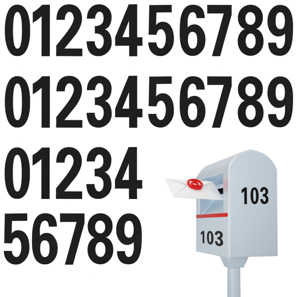30 stk 9,8 cm postkasseklistremerker, 0-9 nummerklistremerker for utendørs dørvinduskilt Biler adressenummer (svart)