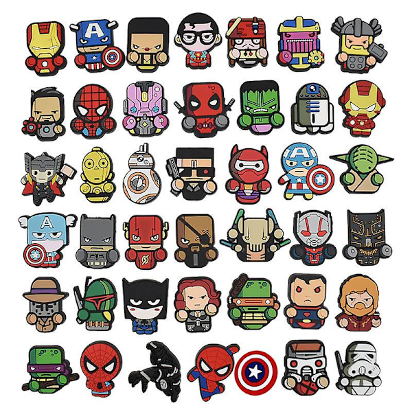 Marvel 42 stk. sko charms, Crocs charms Crocs tilbehør til piger drenge, sko charms Crocs tilbehør dekoration armbånd fest dekorationer fødselsdag