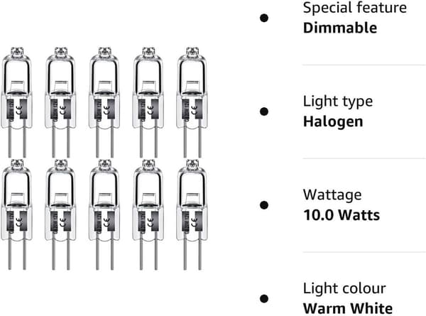 G4 halogenlampor 10W 12V - Varmvit - 10-pack 10W 10W 10W 10W 10W 10pcs
