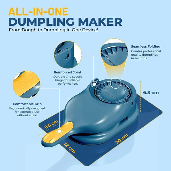 Nye hete varer 2026-2027 2 i 1 Dumpling Maker Press, Dumpling Skin Maker Machine, Multifunksjonell DIY Manuell Empanada Blue