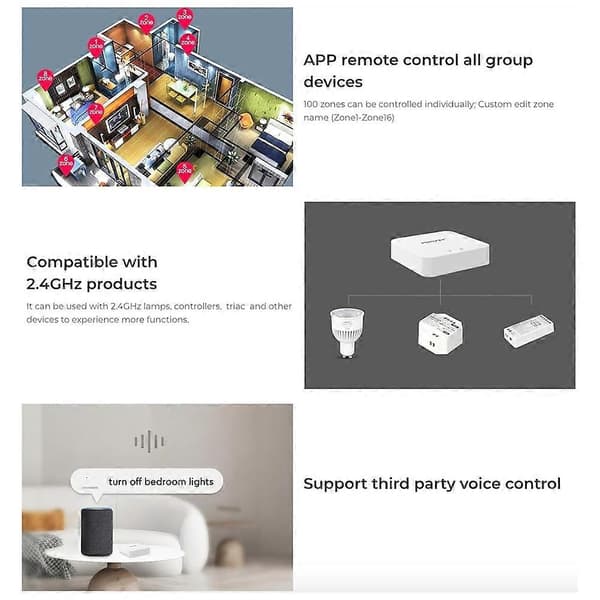 Miboxer WL-Box2 LED WIFI Controller Smart Trådløs 2.4GHz Gateway Stemme WiFi RGB Controller Tuya til Boxer Pære Strip Lys Lampe