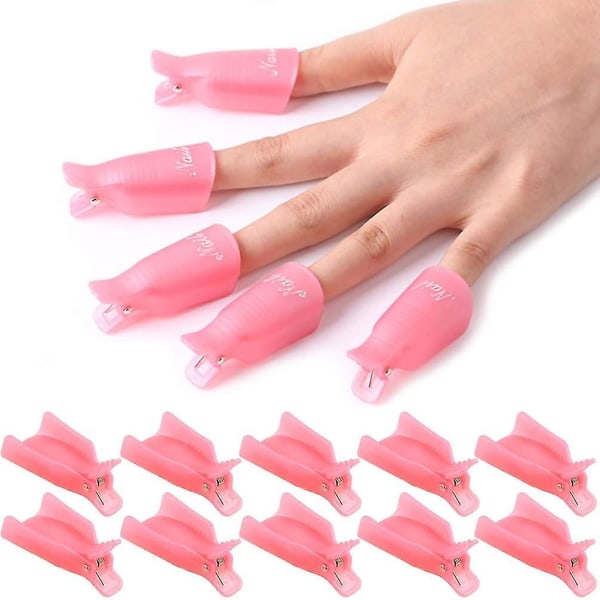 10 st Gel Nagellack Remover Clips, plast Akryl Nail Art Remover Soak Off Wrap Cleaner Cap Clip