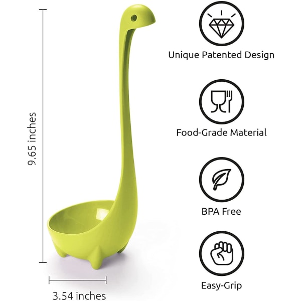 Veeki Nessie Össla - Grön Kokskedja för Servering av Soppa, Gryta, Sås & Chili - Hög Värmebeständig Loch Ness Stående Soppa Össla Grön