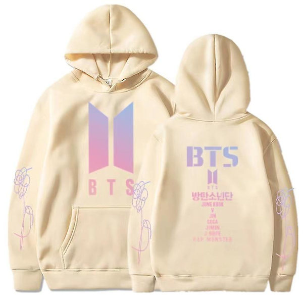 Bts Unisex Hættetrøje Casual Hoodie Cosplay Jakke Top Beige XL