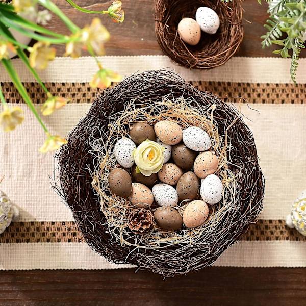 Valery Madelyn 18-pack Påskägg Dekoration Trädprydnader Set, 4CM Osplitterliga Hängande Påskägg för Träd, Färgglada Påskkorg Fyllmedel Ägg Bulk Woodland