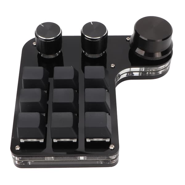 Mini Keyboard 9 Keys 3 Knobs RGB Backlit Blue Switch Plug and Play Programmable Keypad for Gaming Office Media