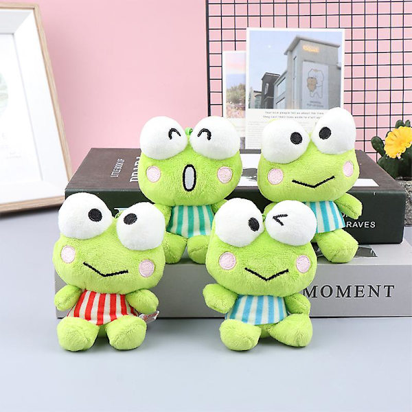 Anime Sanrio Kerokero Keroppi Nøglering Sød Tegneserie Plys Legetøjsfigur-sæt Vedhæng A