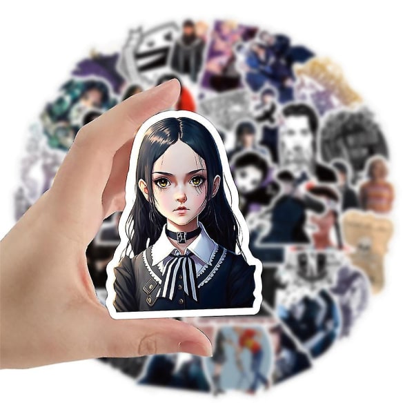 Onsdag Addams Serie Kostyme/pynt/parykker For Kvinner Barn Cosplay Festkjole Fancy Dress Up A Stickers 50pcs