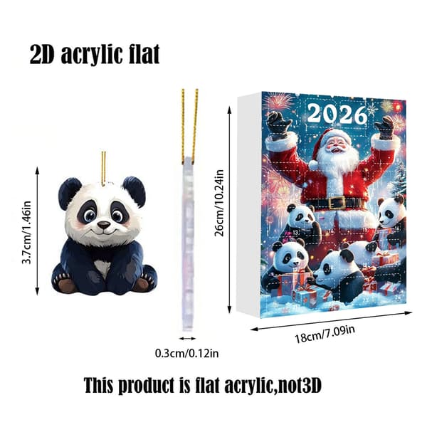 Santa Panda Adventskalender (Blind Box) - Akrylprynt - Juletrepynt - Gave