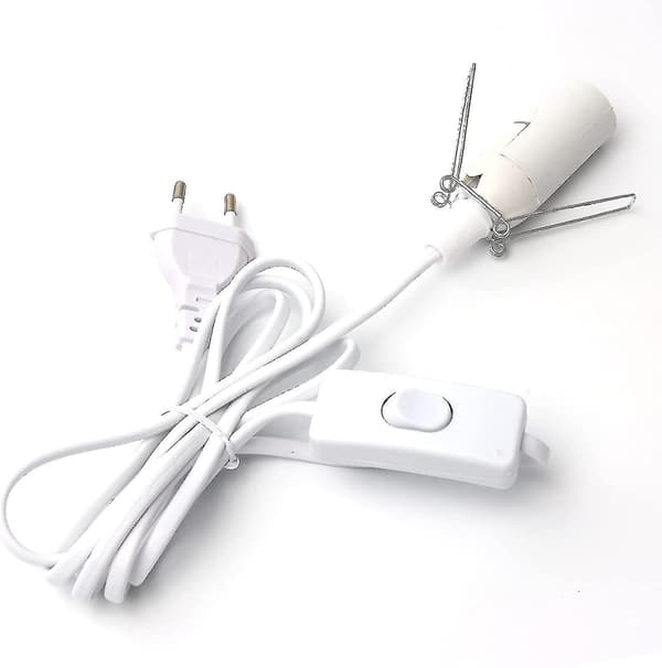 Kabel til Saltlampe med Afbryder - E14-1,8 M - Fatning til Saltlampe, Hvid