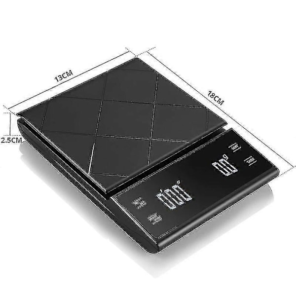 Electronic Kitchen Scale, Portable Digital Coffee Scale with Timer, High Precision LED Display, Scale for Home Use