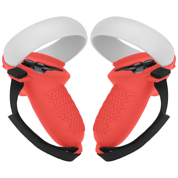 Silikonfodral Kompatibelt Med Oculus Quest 2-Kontroller, Tillbehör Halksäkra, Med Justerbar Handrem Red