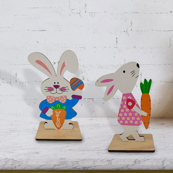 Naturlig kaninfigur tegneserietetthetstavle Creative Easter Bunny Centerpiece Party Supplies 3