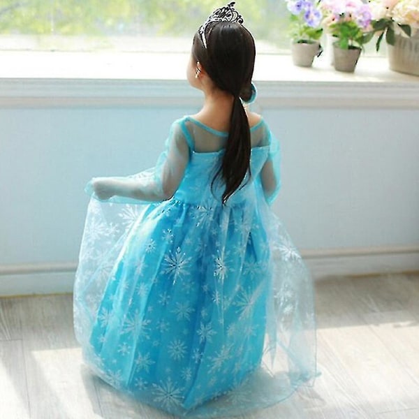 Barn Jenter Frozen Queen Elsa Princess Dress Cosplay Kostyme Fest Fancy Dress 5-6 Years