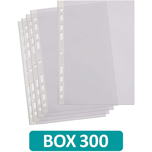 Perforerade fickor A4, 300 plastfickor, transparenta