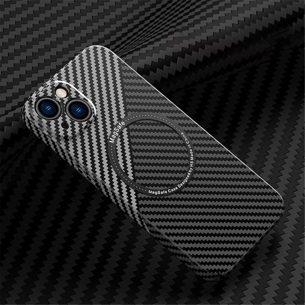 Hiilikuitu Magsafe- case , joka on yhteensopiva iPhone 15 Pro Max/15 Pro kanssa, erittäin ohut magneettinen langaton cover Black Silver For iPhone 15 Pro