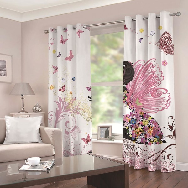 Thermal Insulated Blackout Curtains White Pink Yellow Butterfly Fairy 1 Pieces Kids Room Baby Girl Curtain Living Room Modern Design 100X140cm