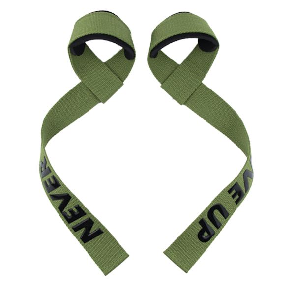 Vektløftestropper med polstrede håndledd - Støtte for styrketrening og markløft - For menn Green NEVER GIVE UP 2pcs