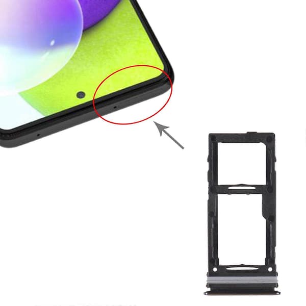 För Samsung Galaxy A52 SM-A525 SIM-kortfack + SIM-kortfack / Micro SD-kortfack Black