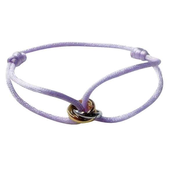 Metallspenne ringer flettet tau armbånd smykker justerbare par armbånd Light purple