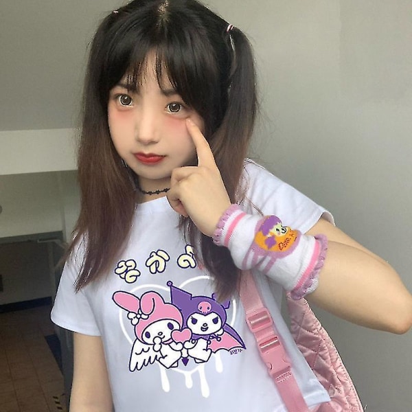 Sanrio My Melody Kuromi Overdeler Kvinner 2022 Estetisk Oversized T-skjorte Estetiske klær Pluss mote Sweethearts-antrekk E L